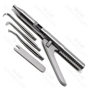Dental Crown and Bridge Remover Gun Kit with 3 Points and Wrench for Orthodontics (6-Piece Set, 4 Types)