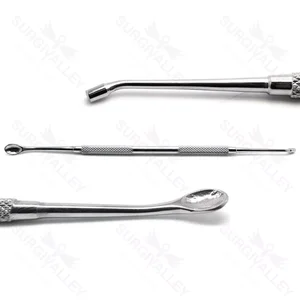 Cuchara dental para hueso, cuchara de injerto y compactador quirúrgico de 3.1mm, doble extremo, de acero inoxidable