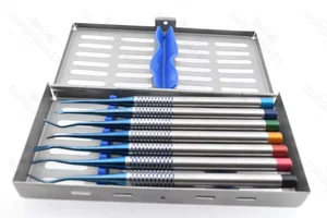 5-Piece Dental Proximator Elevator Set with Sharpening Stone & Tray
