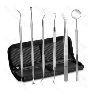 Conjunto de Instrumentos Dentários de Sonda e Fio para Remoção de Placa Dentária e Tártaro