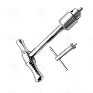 Chuck with JACOBS-Chuck and T-Handle," with Key Chucking-range:" 0.4 mm x Through-hole "Ø":" 5.2 mm (064210126)