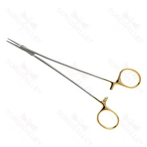 DeBakey needle holder 6 delicate straight serrated TC jaws gold ring handle – surgivalley (027210006)