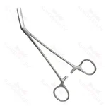 Pinça de Artéria Fickling Angulada Lateral Mordentes Parcialmente Serrilhados Clampeamento Vascular Cirurgia Geral