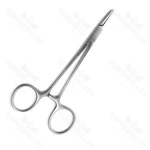Halsey needle holder 5 straight serrated TC jaws gold ring handle – surgivalley (003210005)