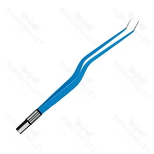 European Bipolar Bayonet Forceps with Straight Angled Tips for Electrosurgical Procedures – surgivalley (001210237)