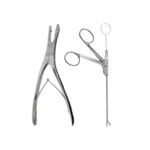 Pinzas perforantes con longitud de trabajo de 150mm, corte ascendente de 90º, mordida de 1.5mm con puerto de limpieza y estilete