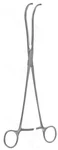 Pinza portahilos Favaloro-Semb de 11" semicurva con mandíbulas atraumáticas y mango de anillo