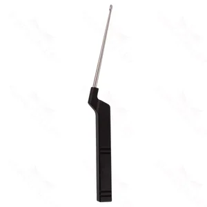 Karlin mikrodiskektomi lumbal curette 9 1/2" fremadrettet lige størrelse #2 med afrundede hjørner, flade sider og forskudt sort aluminiumshåndtag – surgivalley (008210315)