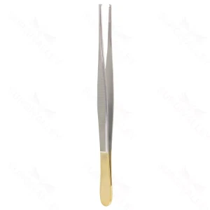Surgical Tissue Forceps 1x2 Teeth 15.9 cm (6.3) TC (Gold Handle) – surgivalley (001210723)