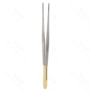 Surgical Tissue Forceps 1x2 Teeth 15.9 cm (6.3) TC (Gold Handle) – surgivalley (001210727)