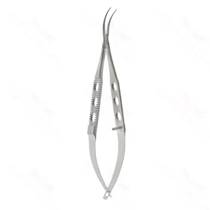 Kratz lens holding forceps, gently curved delicate narrow flat jaws, without lock, cross-action flat 3-hole handle – surgivalley (001211063)