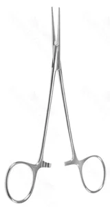 Pinzas vasculares 5 1/2" rectas, mordazas aserradas, mango de anillo – surgivalley (001210417)