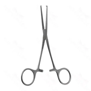 Single-Use Kocher hemostatic artery forceps 5 1/2" straight 1x2 teeth serrated jaws ring handle – surgivalley (055210006)