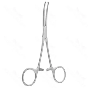 Single-Use Kocher hemostatic artery forceps 5 1/2" curved 1x2 teeth serrated jaws ring handle – surgivalley (055210005)