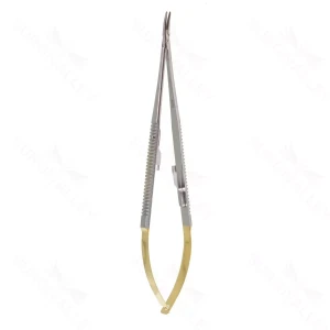 7 Castroviejo Golden Grip Needle Holder curved serrated 18cm