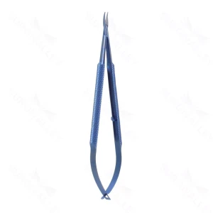 微型持针器 5英寸 超精细弯型 6.0mm TC 喷砂钳口 8.0mm 直径圆形手柄 带通用锁 钛合金 – surgivalley (003210387)