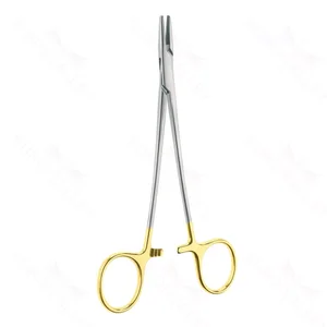 Crile-Wood needle holder 6 straight serrated TC jaws gold ring handle – surgivalley (004210427)