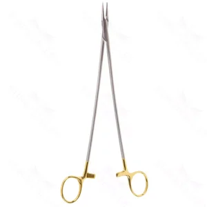 Crile-Wood needle holder 10 straight serrated TC jaws gold ring handle – surgivalley (004210431)