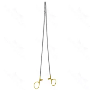 Mayo-Hegar needle holder 18 heavy straight serrated TC jaws gold ring handle – surgivalley (002210207)