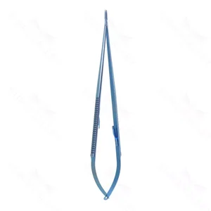Portaagujas Castroviejo slim-line de 7" delicado recto, mordazas TC dusted de 11.0mm, mango plano con bloqueo, titanio – surgivalley (003210271)