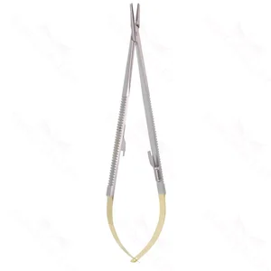 Castroviejo needle holder 10 delicate straight, TC dusted jaws flat handle, without lock titanium – surgivalley (003210103)