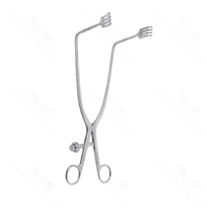 B-Z Weitlaner 牵开器，偏移臂呈 90º 角，右臂深 5"，左臂深 2 1/2"，4x4 钝齿，带锁环柄 – surgivalley (005210886)