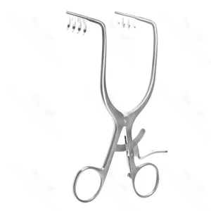 Adson 自持式小脑牵开器 7 1/2" angled 4x4 尖齿 环柄带棘轮 – surgivalley (027210413)