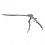 Pinza gubia micro Kerrison, longitud de trabajo 200mm, platina fina angulada hacia arriba 40º, mordida de 4.0mm de nitruro de titanio, abertura de 9.0mm, mango pequeño