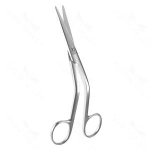 Cottle dorsal scissors 6 heavy angled shanks straight blades blunt tips ring handle