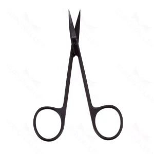 Iris-saks 4 1/8" fin, buet med Superior-Cut-blade, mikrotakket nederste klinge, skarpe spidser, matteret ringgreb – surgivalley (002210506)