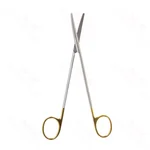 Metzenbaum dissecting scissors 9 curved Superior-Cut blades micro serrated lower blade blunt tips black ring handle