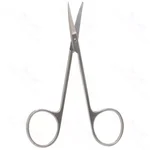 Tijeras de iris 4 1/2" con hojas curvas, puntas afiladas y mango de anillos