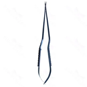 Yasargil-Vannas microsurgical scissors 9 bayonet shanks curved blades sharp tips flat 3-hole handle – surgivalley (002210752)