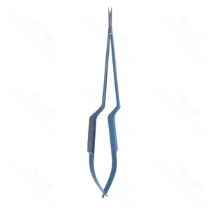 Mikrokirurgisk saks 9 1/2" bajonetskaft, lige blade, spidse/spidse ender, rundt håndtag, titanium
