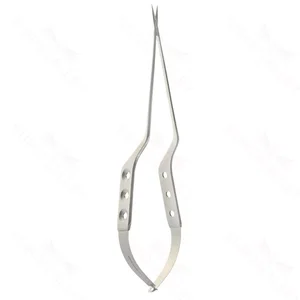 Yasargil microsurgical scissors 9 bayonet shanks straight blades micro serrated lower blade sharp tips flat 3-hole handle – surgivalley (002210768)