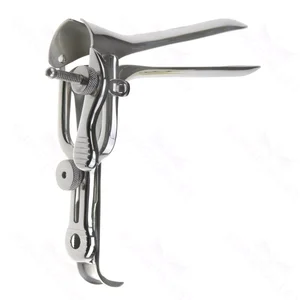 Espéculo vaginal Leep Pederson mediano de 4"long x 1"wide, hojas abiertas en el lado derecho, aislado, tubo de humo incorporado