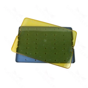 Bandeja Grande Base Tampa e Tapete de Silicone 10 x 15 x 0.75 para Acessórios de Hardware Cirúrgico