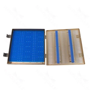 10.5 x 10.5 x 1.5 Microsurgical Instrument Sterilization Case With Full Pin Mat – surgivalley (999120008)