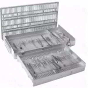 Estojo de Esterilização para Instrumentos Microcirúrgicos 10x20x3.5 Dois Níveis para Hardware Cirúrgico