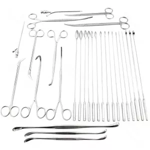 Conjunto de Instrumentos para Colecistectomia Kit de 25 Peças para Cirurgia Geral