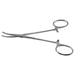 Halstead hemostatic mosquito forceps 5 delicate curved 1x2 teeth serrated jaws ring handle