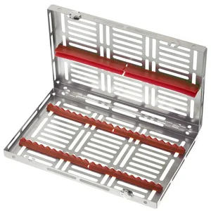 Bandeja vermelha Cinc de esterilização para instrumentos odontológicos e acesso a cavidades orais pequenas – surgivalley (090010218)