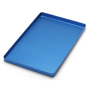 Bandeja odontológica grande azul de alumínio para procedimentos odontológicos