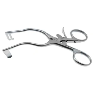 Bellucci-Wullstein 自持牵开器 5" 右轴 2 个钝齿长 13.0mm，左轴实心 10.0mm x 20mm 叶片，45.0mm 展开环柄带棘轮扣 – surgivalley (005212035)