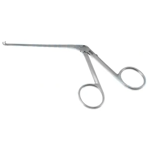 House-Wullstein miniature ear forceps 5 working length 73.0mm angled up 0.6mm x 1.0mm oval cup jaws ring handle – surgivalley (001213389)