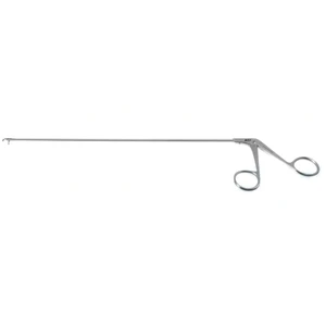 Kleinsasser micro laryngeal cup forceps, original model working length 230mm straight, horizontal opening curved right 2.0mm round cup jaws ring handle