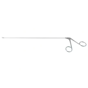Pinzas de agarre laríngeo micro Kleinsasser, modelo original, longitud de trabajo 230mm, muy delicadas, curvas a la izquierda, mandíbulas dentadas, mango de anillo