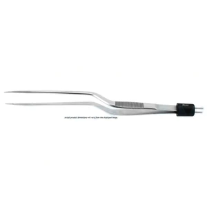 Cushing 双极镊子 7 1/2" 工作长度 3 1/2" 弯头杆身 0.5mm 宽防粘尖端 扁平手柄 – surgivalley (027210629)