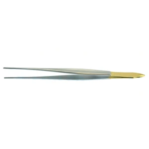 Cushing-Verbandpinzette 7" zart, gerade, gezahnte TC-Backen, halbspitze Dissektionsenden, flacher Griff