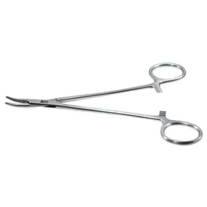 Pinzas hemostáticas Hoyt 6 1/4" delicadas curvas con mandíbulas serradas y mango de anillo